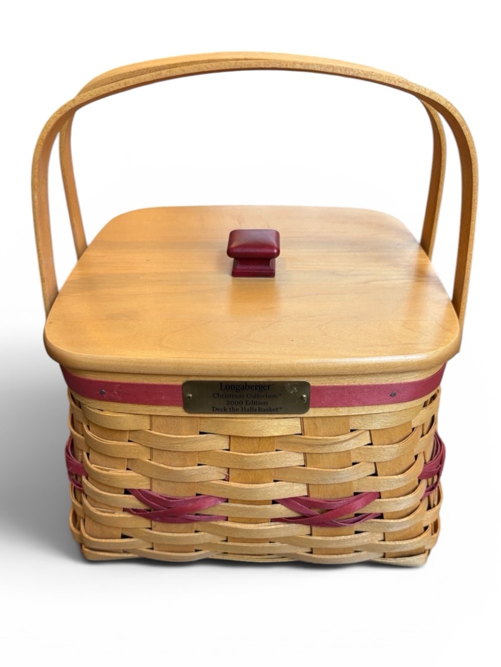 Longaberger Deck the Halls Basket Christmas Collection 2000 Lid & Protector